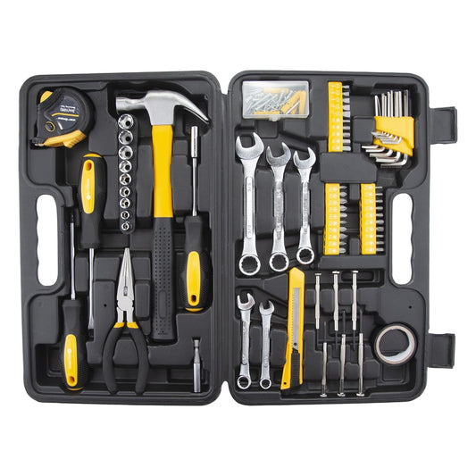 CARTMAN 148 Piece Tool Set General Hand Tool Kit with Plastic Toolbox Storage Case, Automotive Set Yellow