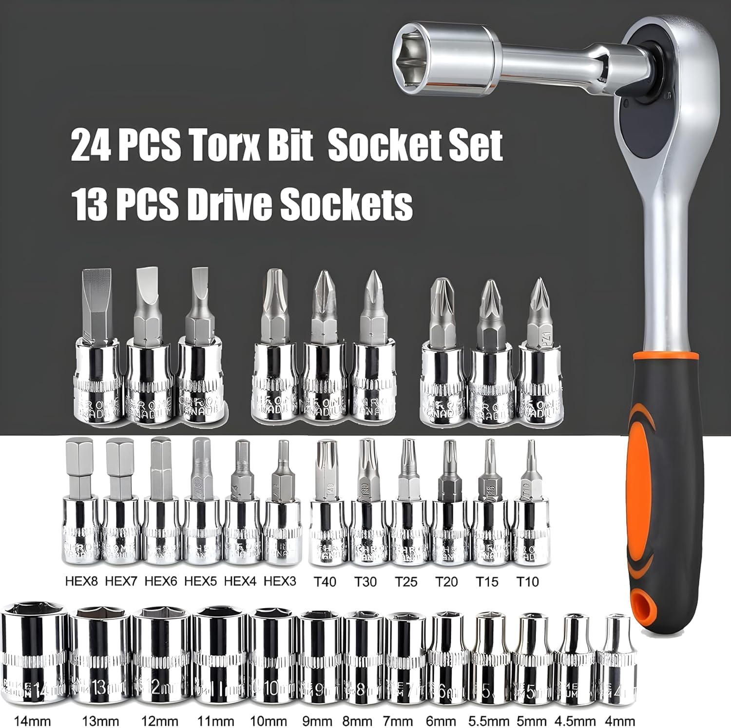 Quicknik 46 Tool Kit Tool Kit for Home Use Tools Kit Spanner Set Socket Set Wrench Set Tools Set Hand Tools Bike Tool Kit Set Socket Wrench Set Spanner Set All Size Tool Kit Goti Pana Set - Box End