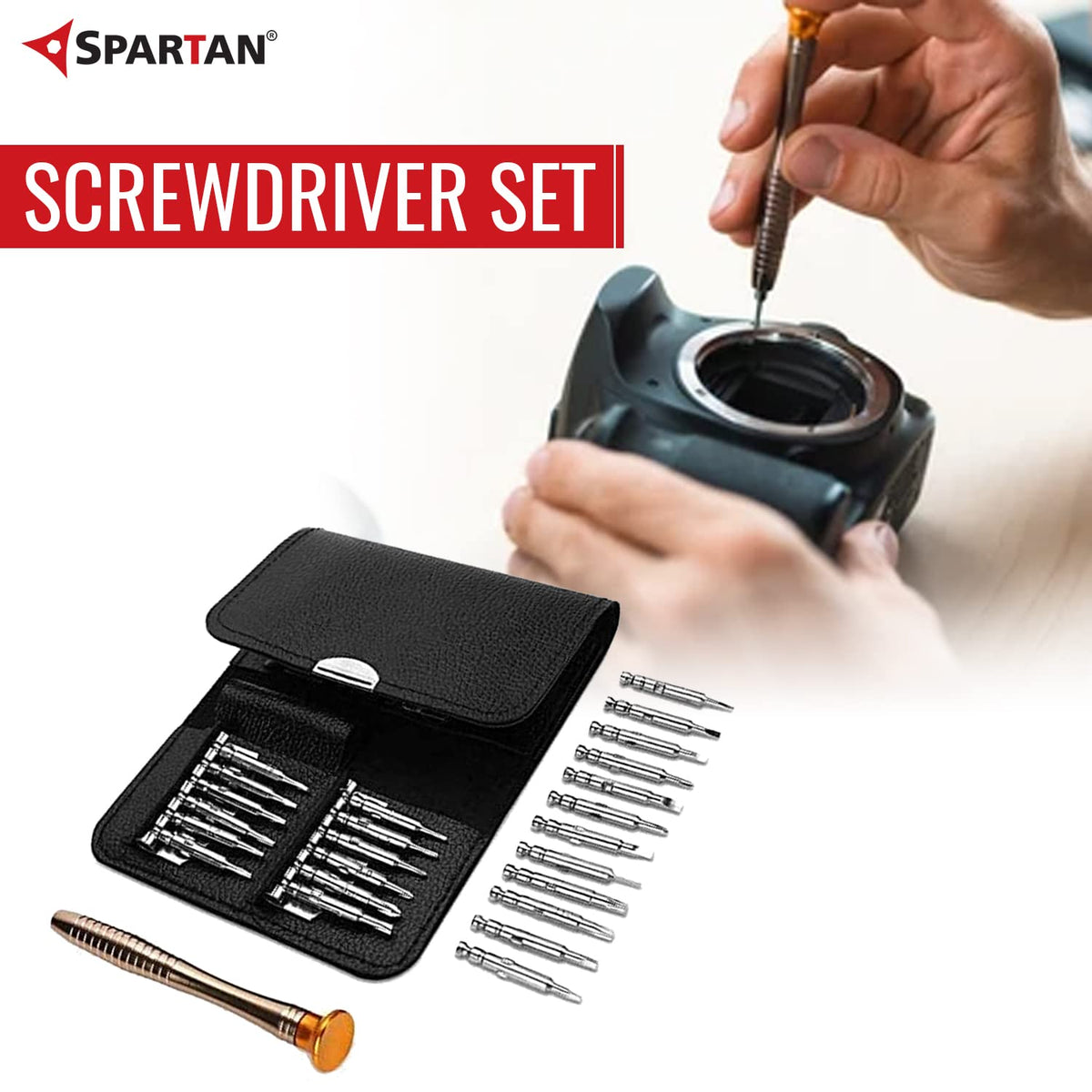 SPARTAN BS-02 8-in-1 Pc Screw Driver Kit With 3 Flat Blades, 3 Phillips Head, 1 Round Poker Bar, Extension Rod| Multi-purpose Tool Set Screwdriver Set (Multicolor)