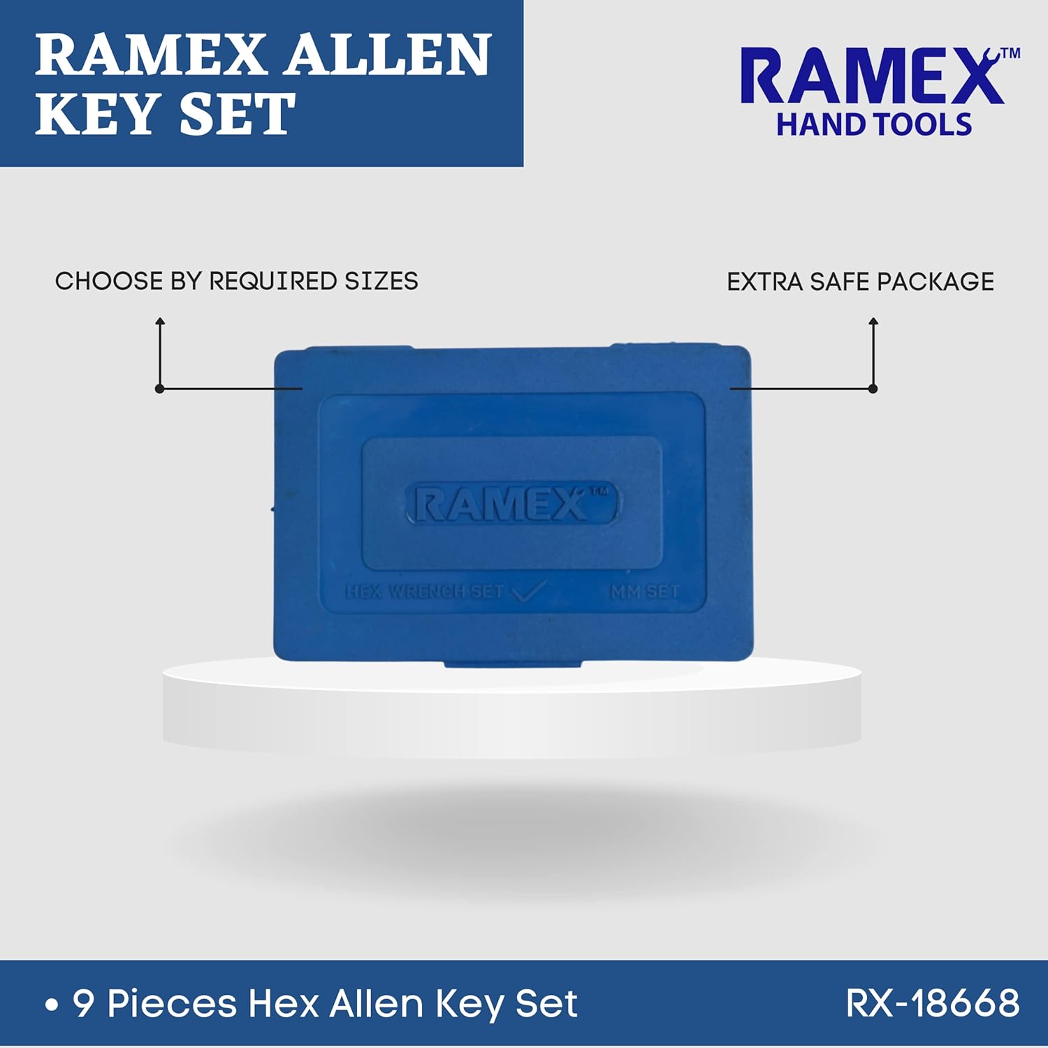 RAMEX Allen Key Set, Allen Key Set Tools Kit, 9pc Hex Allen Key Set In Plastic Box Packet Size Allen Key Set Allen Keys