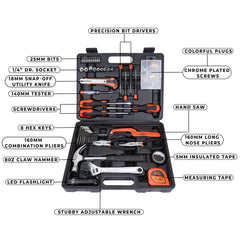 BLACK+DECKER BMT126C Hand Tool Kit for Home & DIY Use (126-Piece) - Includes Screwdriver, Wrench, Ratchet, Utility Knife, Saw, Claw Hammer, Measuring Tape and Plier, 6 Month Warranty, ORANGE & BLACK
