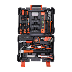 BLACK+DECKER BMT126C Hand Tool Kit for Home & DIY Use (126-Piece) - Includes Screwdriver, Wrench, Ratchet, Utility Knife, Saw, Claw Hammer, Measuring Tape and Plier, 6 Month Warranty, ORANGE & BLACK
