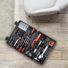 BLACK+DECKER BMT126C Hand Tool Kit for Home & DIY Use (126-Piece) - Includes Screwdriver, Wrench, Ratchet, Utility Knife, Saw, Claw Hammer, Measuring Tape and Plier, 6 Month Warranty, ORANGE & BLACK