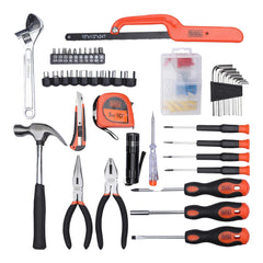 BLACK+DECKER BMT126C Hand Tool Kit for Home & DIY Use (126-Piece) - Includes Screwdriver, Wrench, Ratchet, Utility Knife, Saw, Claw Hammer, Measuring Tape and Plier, 6 Month Warranty, ORANGE & BLACK